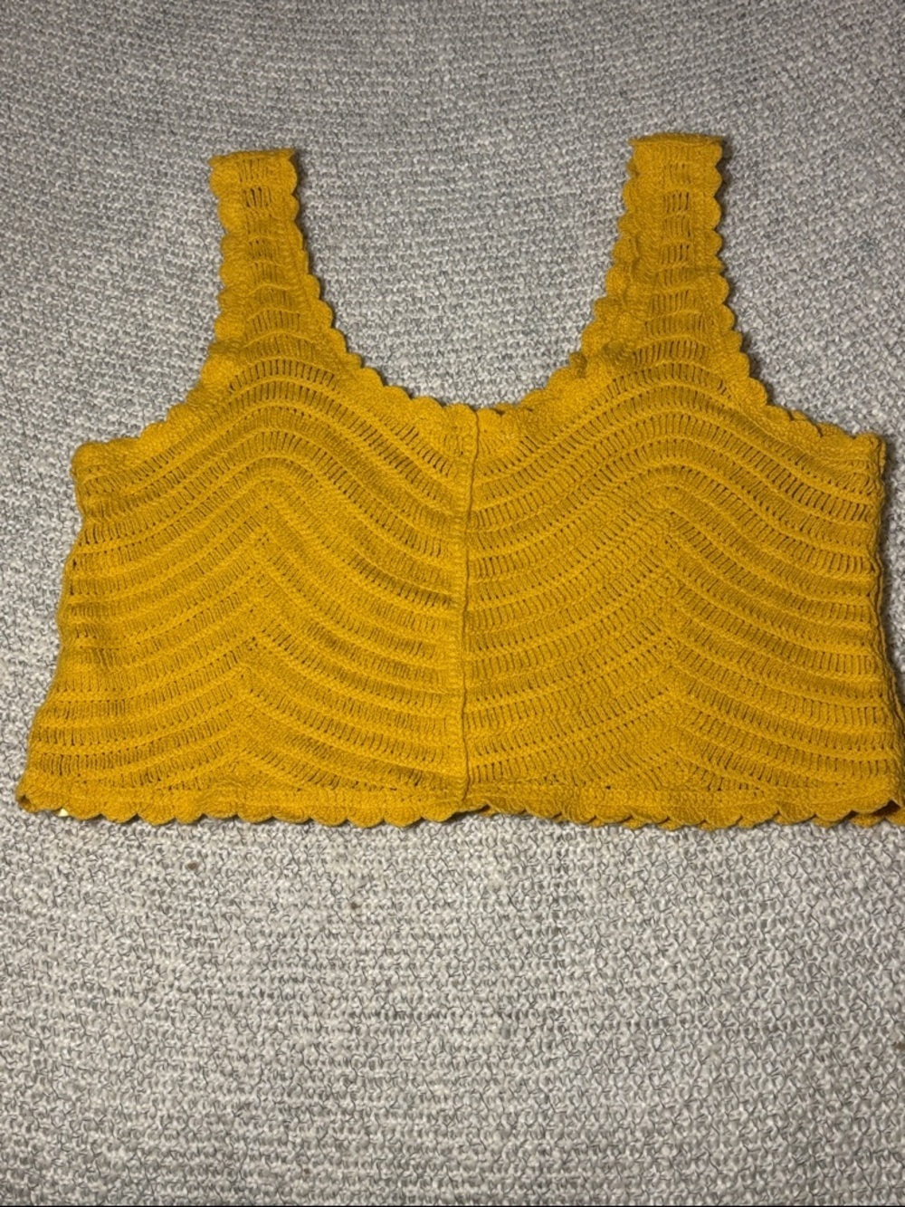 Crochet Embroidered Daisy Crop Tank Top Yellow Festival - Picture 8 of 13